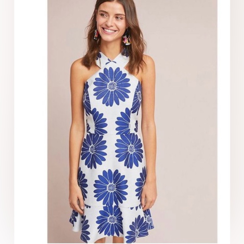 Hutch Floral Blue and White Halter Dress